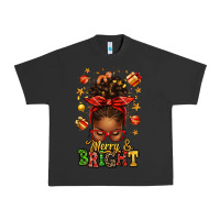 Pigment Black merry and bright christmas afro messy bun Urban Heavy Tee - texasbilliewilder