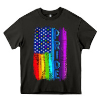 Asphalt Pride LGBTQ+ American Flag Heavy Core Tee - BundleAndBundleShop