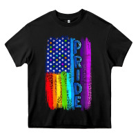 Black Pride LGBTQ+ American Flag Heavy Core Tee - BundleAndBundleShop