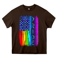 Chocolate Brown Pride LGBTQ+ American Flag Heavy Core Tee - BundleAndBundleShop
