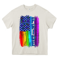 Cream Pride LGBTQ+ American Flag Heavy Core Tee - BundleAndBundleShop