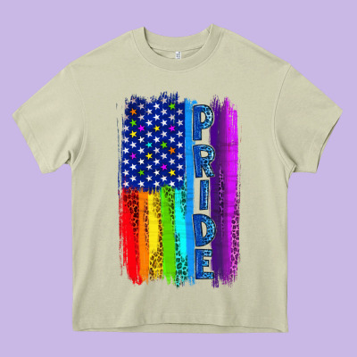 Pride Lgbtq+ American Flag Heavy Core Tee Designed By Bundleandbundleshop