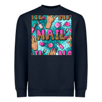 Nail Art Hands And Polish With Turquoise Leopard And Glitter Seamless  Heavyweight Sweatshirt | Teevron