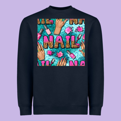 Nail Art Hands And Polish With Turquoise Leopard And Glitter Seamless  Heavyweight Sweatshirt Designed By Bundleandbundleshop