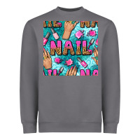 Storm nail art hands and polish with turquoise leopard and glitter seamless  Heavyweight Sweatshirt - BundleAndBundleShop