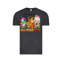 Vintage Black happy hallothanksmas farm animals Vintage Tee - texasbilliewilder