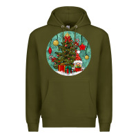 Army Green christmas tree and gnome Premium Hoodie - BundleAndBundleShop