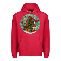 Cardinal christmas tree and gnome Premium Hoodie - BundleAndBundleShop