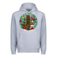 Heather Grey christmas tree and gnome Premium Hoodie - BundleAndBundleShop