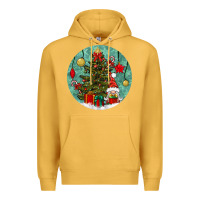 Mustard christmas tree and gnome Premium Hoodie - BundleAndBundleShop