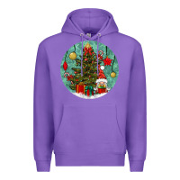 Purple christmas tree and gnome Premium Hoodie - BundleAndBundleShop