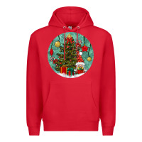 Red christmas tree and gnome Premium Hoodie - BundleAndBundleShop