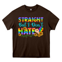 Chocolate Brown LGBTQ+ Straight But I Don't Hate Heavy Core Tee - BundleAndBundleShop