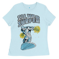 Baby Blue vintage silver surfer Ladies Tee - lanVoArt