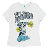 White vintage silver surfer Ladies Tee - lanVoArt