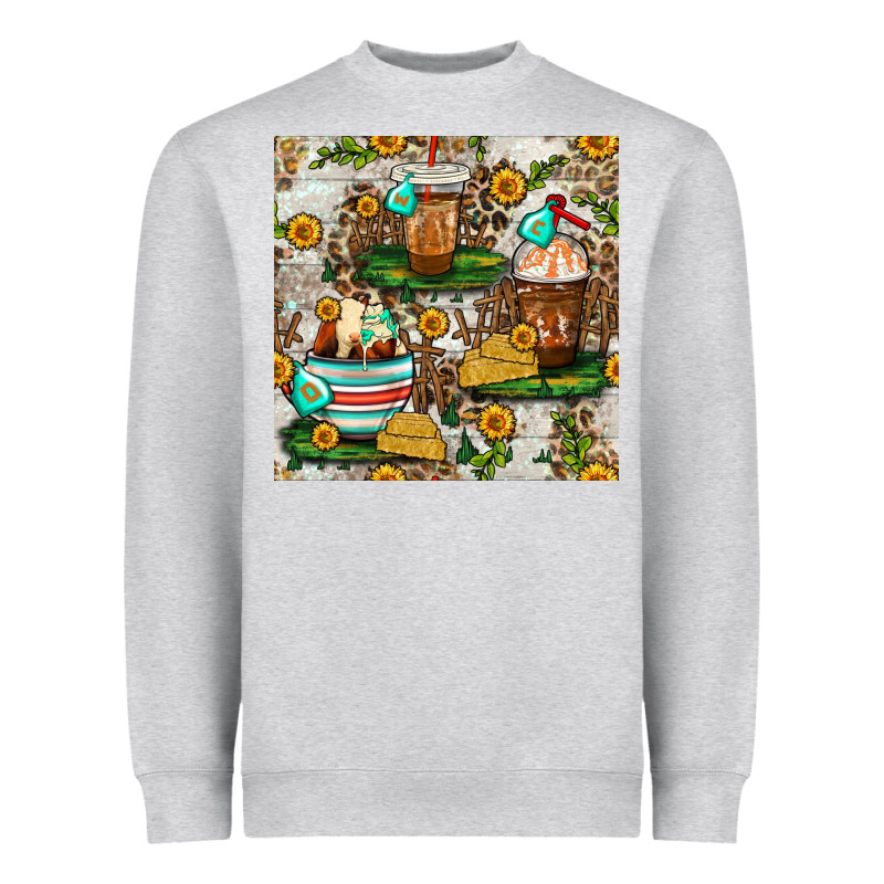 Cow Coffee Cups And Farm With Leopard Seamless Pattern Bbs Heavyweight Sweatshirt by BundleAndBundleShop | Teevron