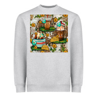 Heather Grey cow coffee cups and farm with leopard seamless pattern bbs Heavyweight Sweatshirt - BundleAndBundleShop
