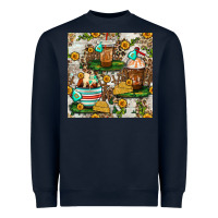 Navy cow coffee cups and farm with leopard seamless pattern bbs Heavyweight Sweatshirt - BundleAndBundleShop
