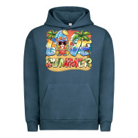 Pigment Midnight Navy love summer gnomes  Background Urban Hoodie - BarkalooDesign