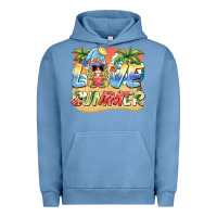 Pigment Pebble Blue love summer gnomes  Background Urban Hoodie - BarkalooDesign