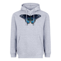 Heather Grey Black Swallowtail Butterfly Heavyweight Hoodie - LillyAllenDesigns