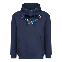 Navy Black Swallowtail Butterfly Heavyweight Hoodie - LillyAllenDesigns