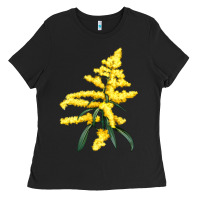 Black Botanical Goldenrod Ladies Tee - LillyAllenDesigns