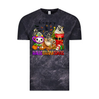 Cloud Black happy hallothanksmas skeleton coffee cups Vintage Tee - texasbilliewilder