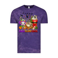 Cloud Purple happy hallothanksmas skeleton coffee cups Vintage Tee - texasbilliewilder