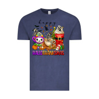 Vintage Denim happy hallothanksmas skeleton coffee cups Vintage Tee - texasbilliewilder