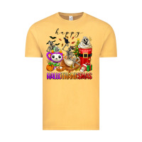Vintage Mustard happy hallothanksmas skeleton coffee cups Vintage Tee - texasbilliewilder