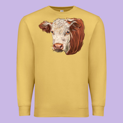 Hereford Cow Face Premium Sweatshirt Designed By Lillyallendesigns