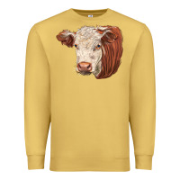 Antique Gold hereford cow face Premium Sweatshirt - LillyAllenDesigns