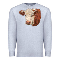 Heather Grey hereford cow face Premium Sweatshirt - LillyAllenDesigns