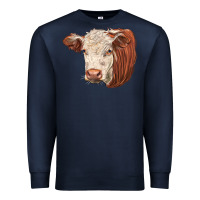 Navy hereford cow face Premium Sweatshirt - LillyAllenDesigns