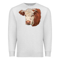 Oatmeal Heather hereford cow face Premium Sweatshirt - LillyAllenDesigns
