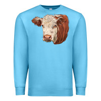 Ocean Blue hereford cow face Premium Sweatshirt - LillyAllenDesigns