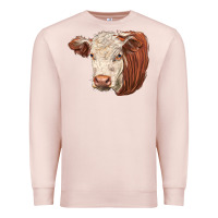 Pale Pink hereford cow face Premium Sweatshirt - LillyAllenDesigns
