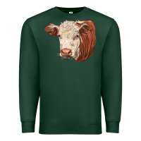 Sports Green hereford cow face Premium Sweatshirt - LillyAllenDesigns
