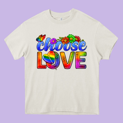 Pride Lgbtq+ Choose Love Heavy Core Tee Designed By Bundleandbundleshop