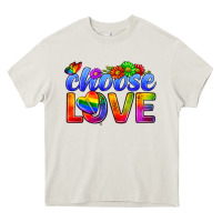 Cream Pride LGBTQ+ Choose Love Heavy Core Tee - BundleAndBundleShop