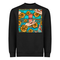 Black hand cream nail polish remover and sunflowers with leopard and glitter Heavyweight Sweatshirt - BundleAndBundleShop