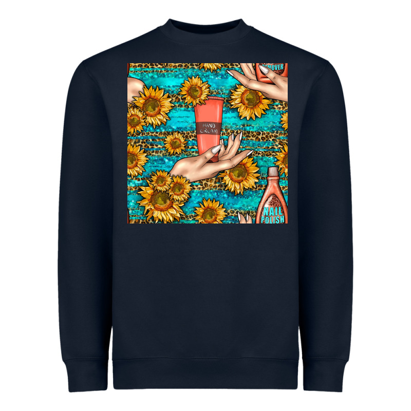 Hand Cream Nail Polish Remover And Sunflowers With Leopard And Glitter Heavyweight Sweatshirt by BundleAndBundleShop | Teevron