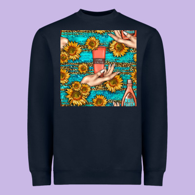 Hand Cream Nail Polish Remover And Sunflowers With Leopard And Glitter Heavyweight Sweatshirt Designed By Bundleandbundleshop