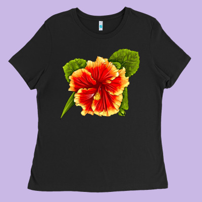 Hawaiian Hibiscus Flower Ladies Tee Designed By Lillyallendesigns