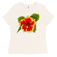 Bone Hawaiian Hibiscus Flower Ladies Tee - LillyAllenDesigns