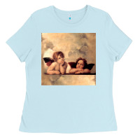 Baby Blue Hot Trend Angels Raphael Cupid Cherubs Art Valentine Angel Ladies Tee - lanVoArt