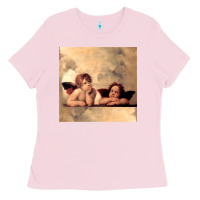 Bubblegum Pink Hot Trend Angels Raphael Cupid Cherubs Art Valentine Angel Ladies Tee - lanVoArt