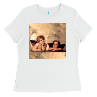White Hot Trend Angels Raphael Cupid Cherubs Art Valentine Angel Ladies Tee - lanVoArt