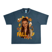 Midnight Navy Fall vibes afro woman Urban Heavy Tee - NancyCooperArtShop